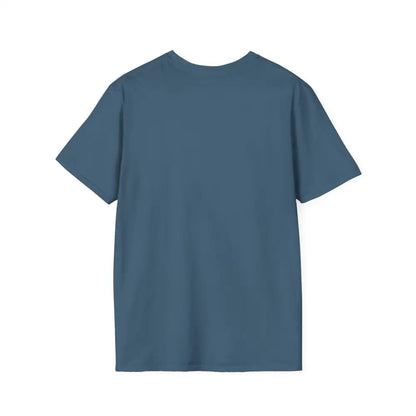 Blue short-sleeved Block Island Graphic Unisex Softstyle T Shirt displayed on a model