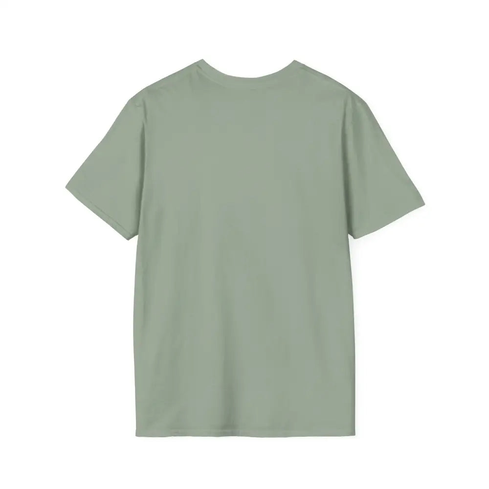 Sage green Block Island Graphic Unisex Softstyle T Shirt displayed on a neutral background