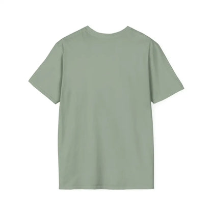 Sage green Block Island Graphic Unisex Softstyle T Shirt displayed on a neutral background