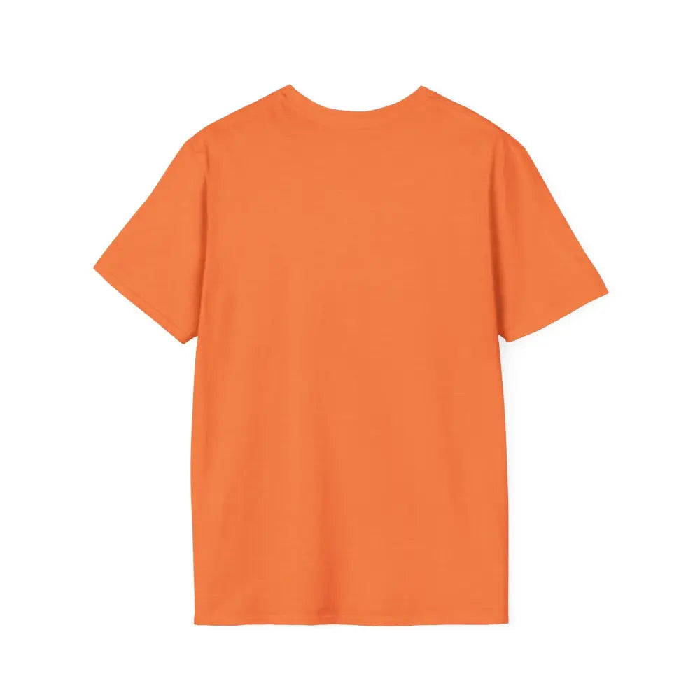 Orange short-sleeved Block Island Graphic Unisex Softstyle T Shirt displayed on a mannequin