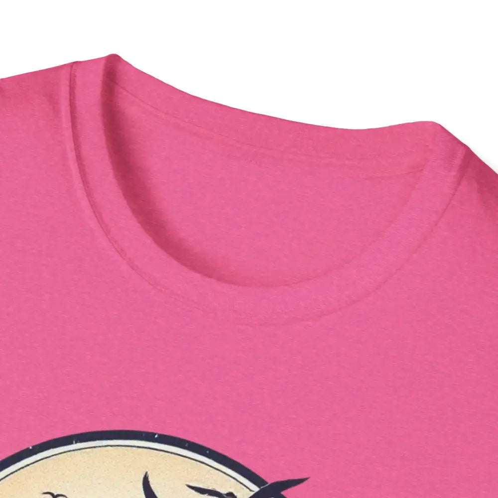 Pink t-shirt neckline of Block Island Graphic Unisex Softstyle T Shirt