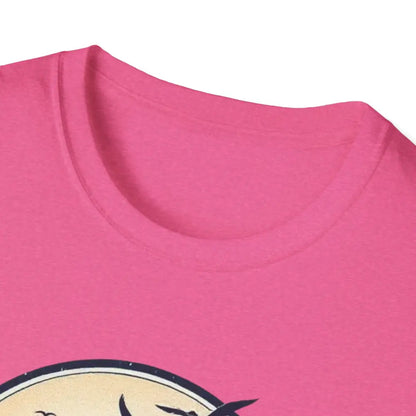 Pink t-shirt neckline of Block Island Graphic Unisex Softstyle T Shirt