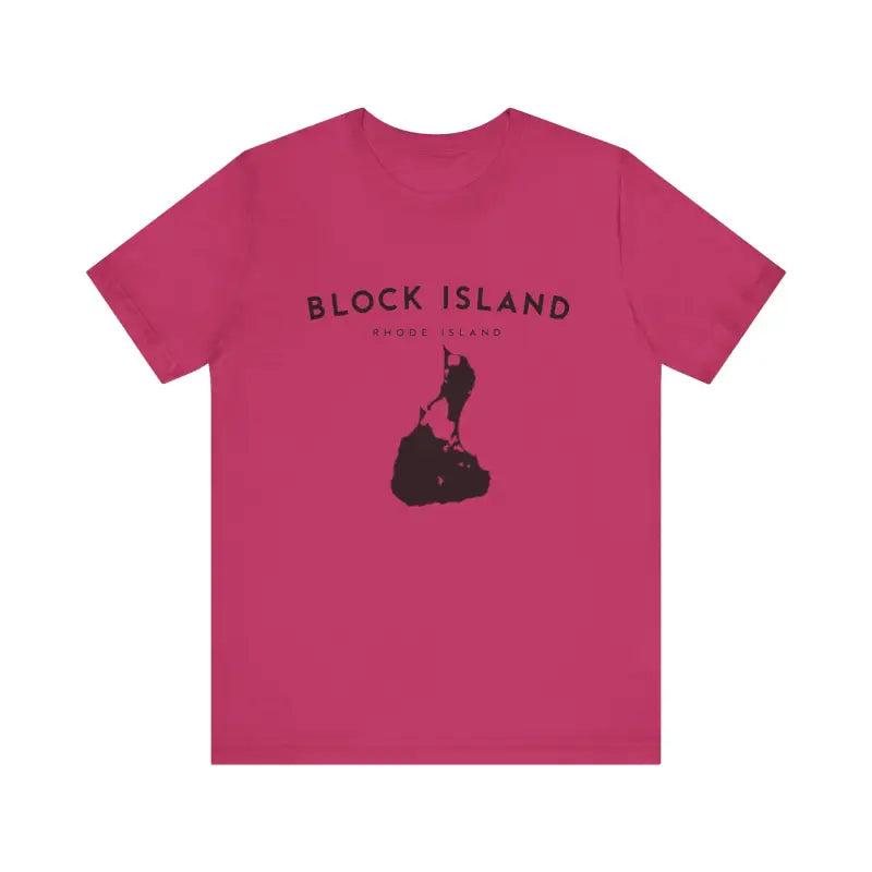 Pink Block Island Jersey Tee featuring a graphic design for coastal island enthusiasts