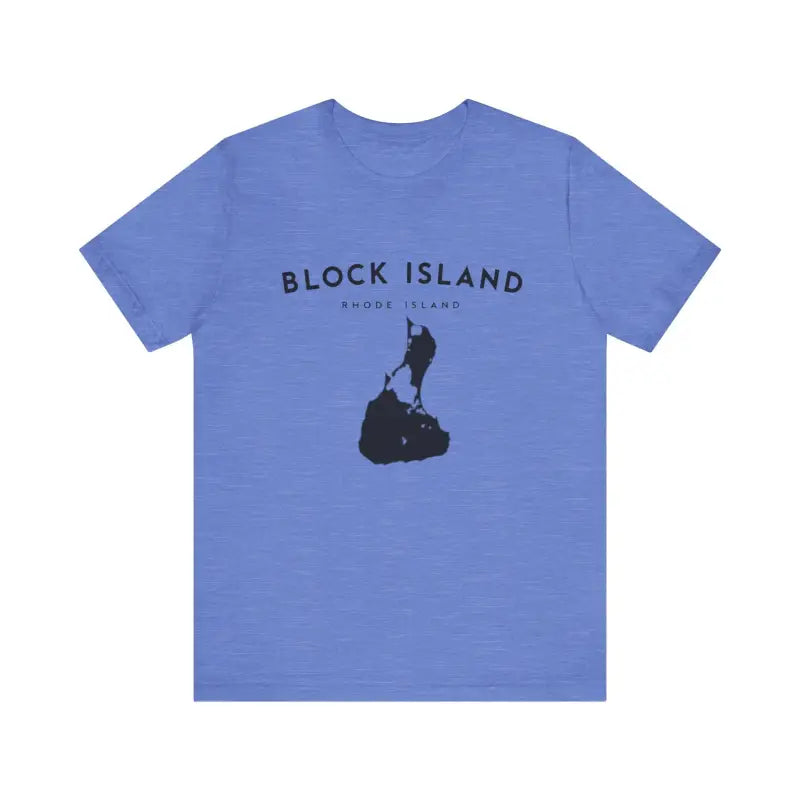 Blue Block Island t-shirt showcased in Block Island Jersey Tee for island enthusiasts