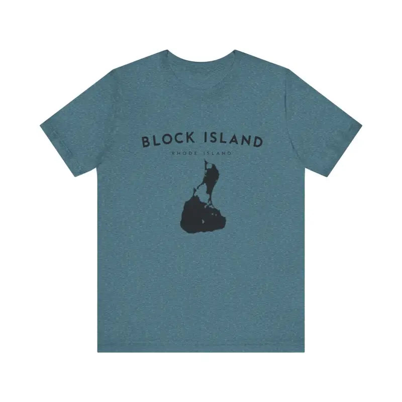 Blue Block Island Jersey Tee featuring a coastal graphic ideal for island enthusiasts