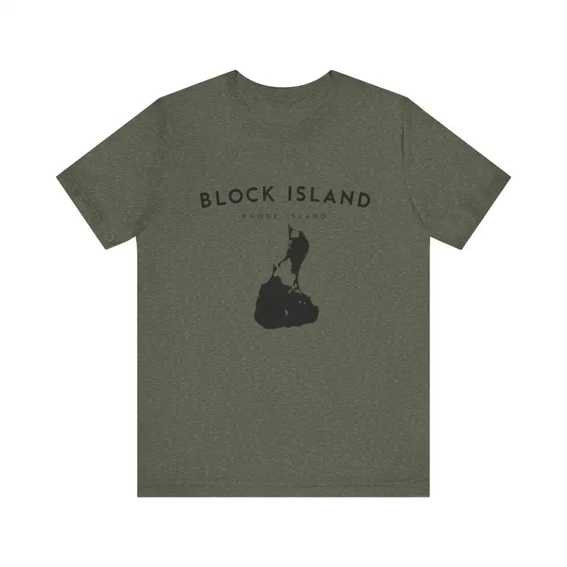 Olive green Block Island Jersey Tee for coastal vibes and island lovers