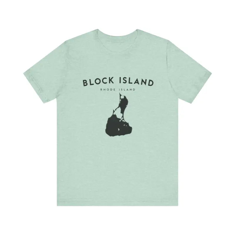 Light green Block Island Jersey Tee showcasing coastal vibes for island lovers