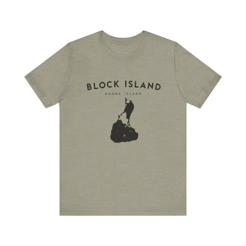 Khaki t-shirt featuring Block Island graphic from Block Island Jersey Tee collection