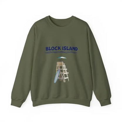 Olive green Block Island Lifeguard Crewneck Sweatshirt from the collection