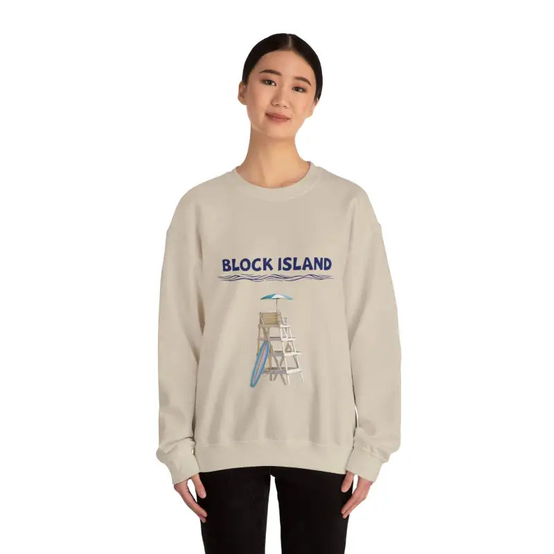 Beige sweatshirt from the Block Island Lifeguard Crewneck Sweatshirt Collection