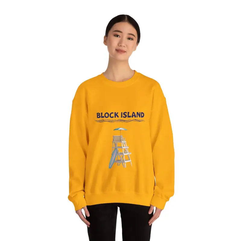 Yellow sweatshirt from the Block Island Lifeguard Crewneck Sweatshirt Collection