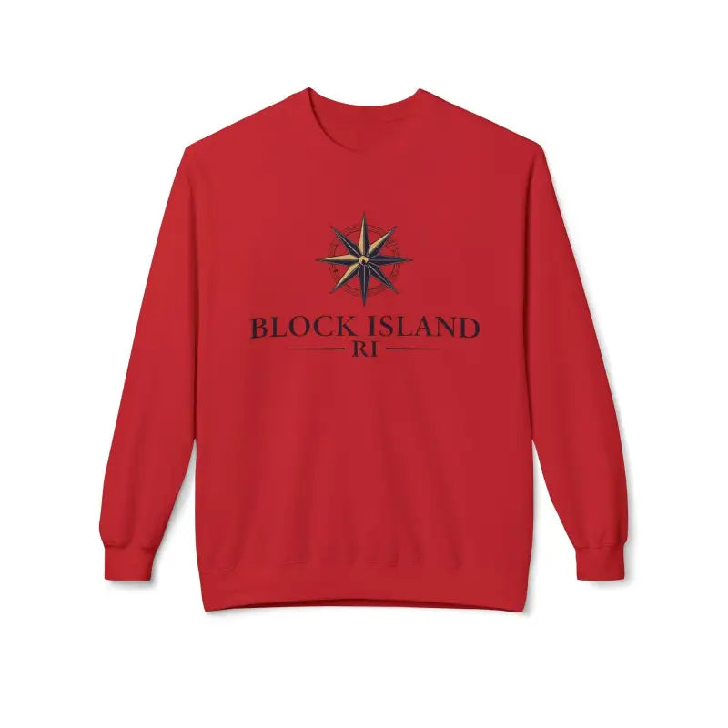 Red Block Island Nautical Compass Sweatshirt displayed on a neutral background