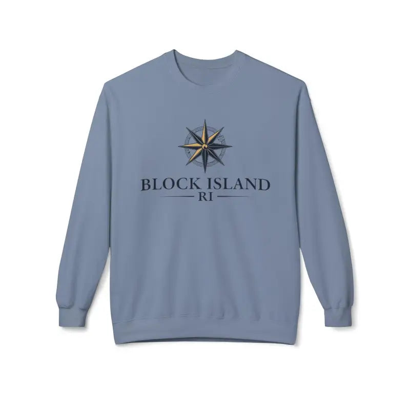 Blue Block Island Nautical Compass Sweatshirt showcasing coastal-inspired design