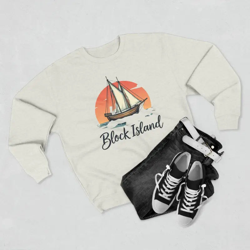 Block Island Pirate Ship Unisex Nautical Sweatshirt featuring a stylish sailboat design