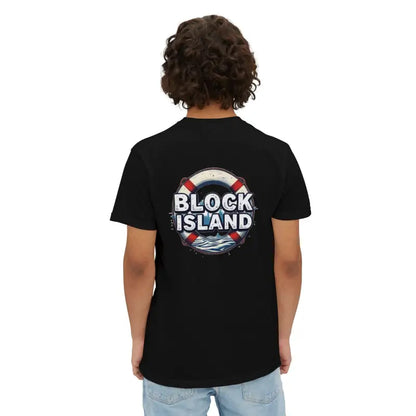 Black T-shirt featuring Block Island graphic, perfect for casual summer vibes
