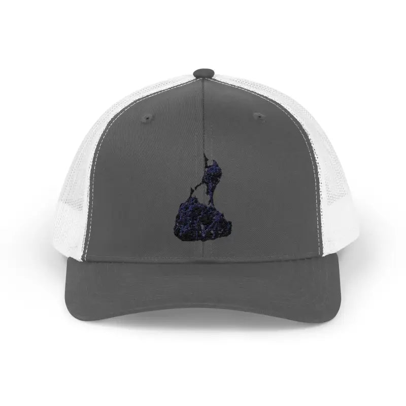 Gray and white Block Island Porkchop Snapback Trucker Cap for stylish outdoor wear