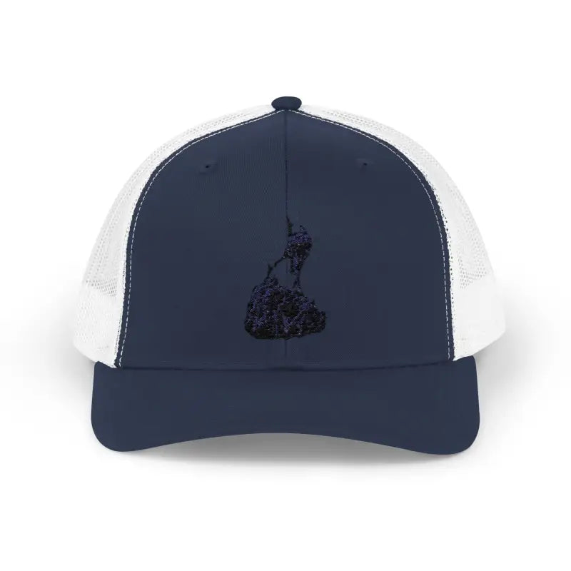 Navy and white mesh baseball cap from the Block Island Porkchop Snapback Trucker Cap