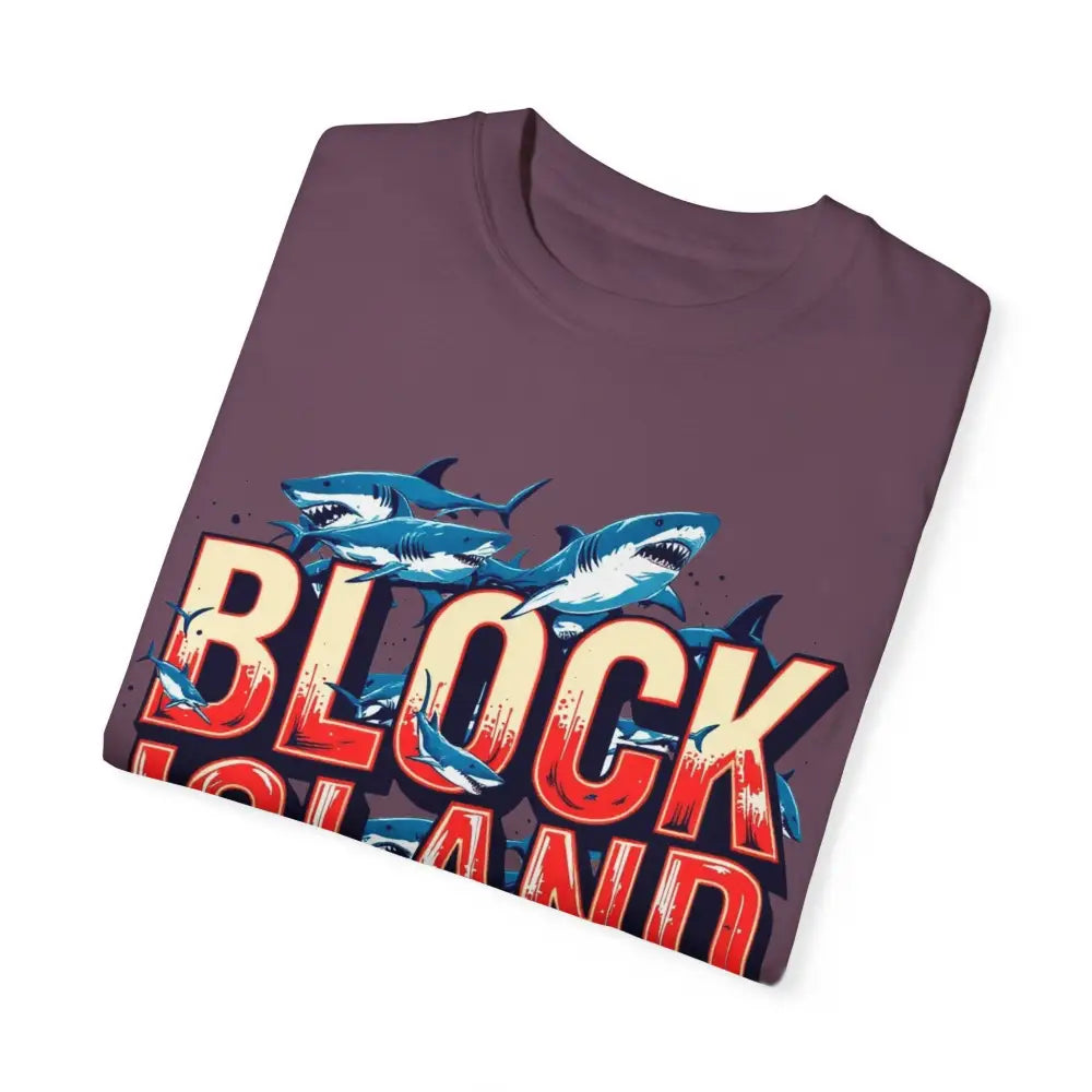 Folded Block Island Shark Unisex T-Shirt featuring a stylish shark graphic design