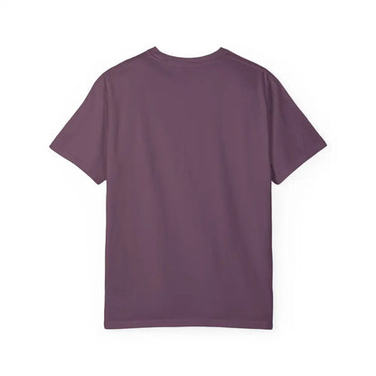 Plum-colored Block Island Shark Unisex T Shirt Garment Dyed Casual Tee displayed