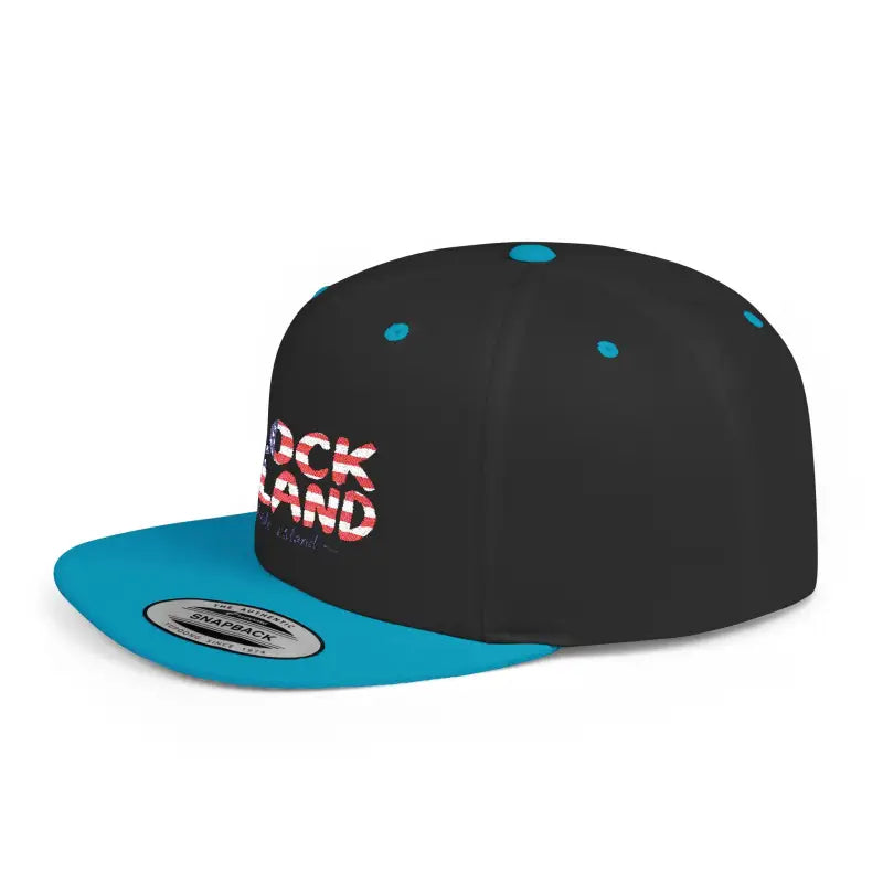 Black and blue flat-brimmed cap from the Block Island Snapback Cap Collection