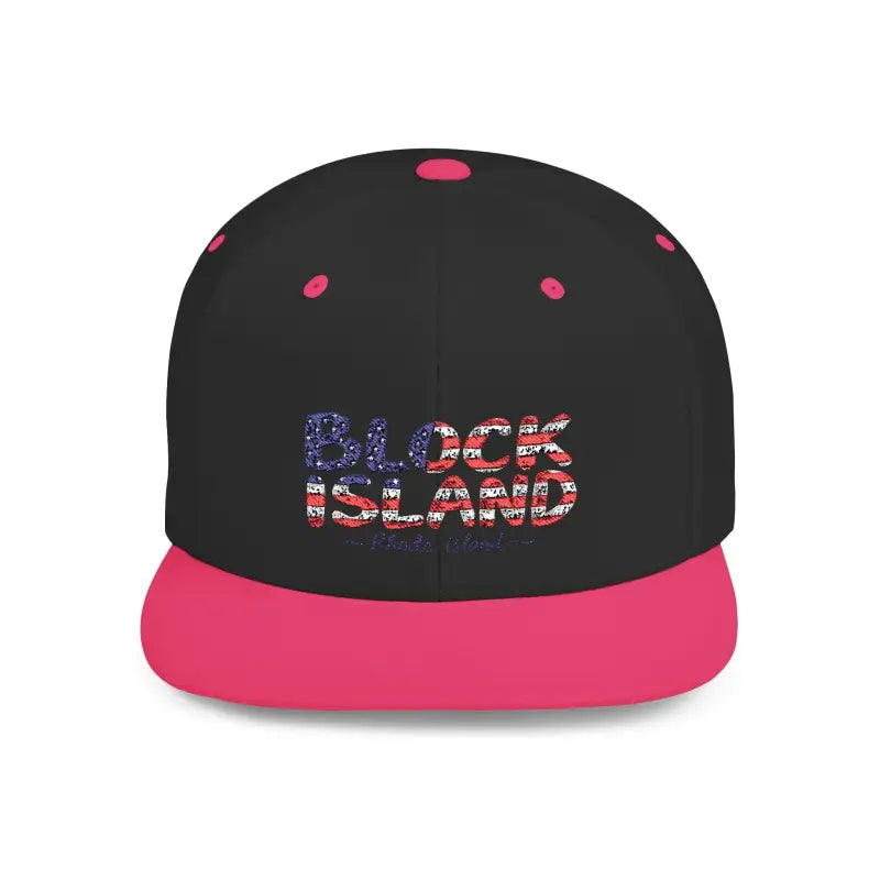 Black and pink Block Island baseball cap from the Block Island Snapback Cap Collection