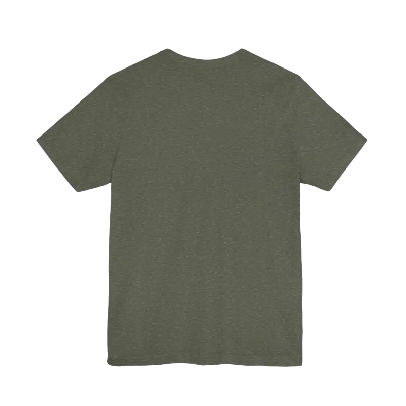 Olive green Block Island Sunset Unisex Jersey Tee displayed on a simple background
