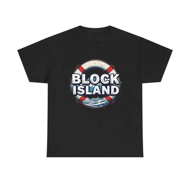 Black Block Island Unisex Cotton Tee featuring a stylish nautical design