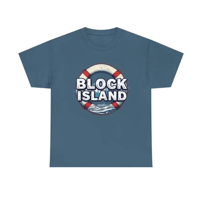 Blue Block Island Unisex Cotton Tee featuring a stylish design for casual wear