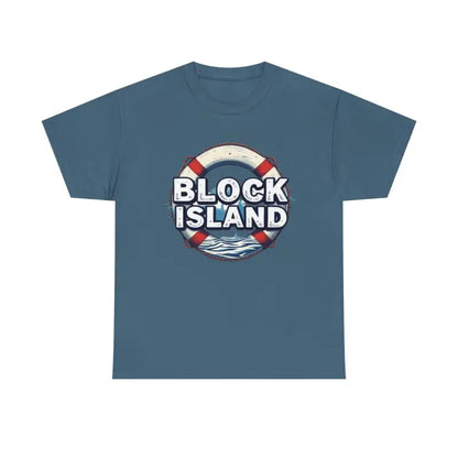 Blue Block Island Unisex Cotton Tee featuring a stylish design for casual wear