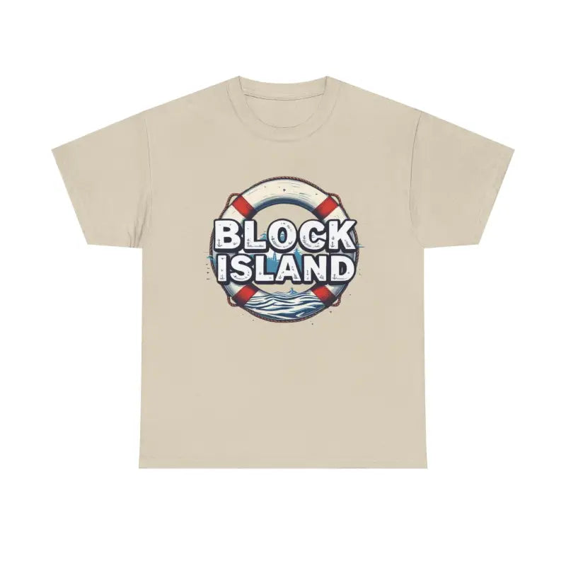 Beige Block Island Unisex Cotton Tee featuring a stylish design for casual wear