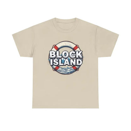 Beige Block Island Unisex Cotton Tee featuring a stylish design for casual wear