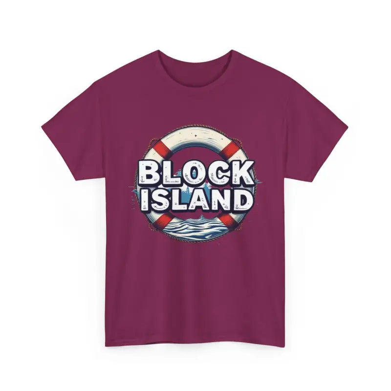 Maroon Block Island Unisex Cotton Tee featuring stylish graphic design