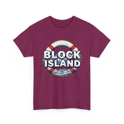 Maroon Block Island Unisex Cotton Tee featuring stylish graphic design