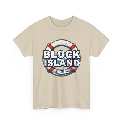 Beige Block Island Unisex Cotton Tee featuring a stylish graphic design