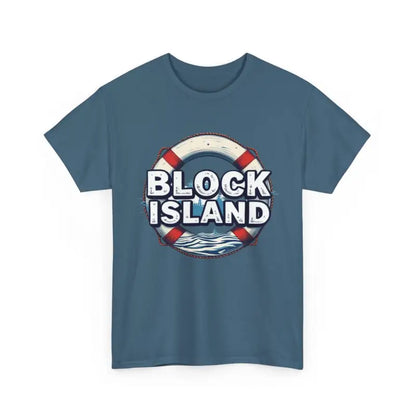 Blue Block Island design t-shirt for unisex, made of comfortable cotton fabric