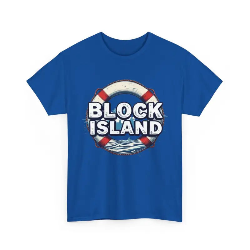 Blue Block Island graphic t-shirt from the Block Island Unisex Cotton Tee collection