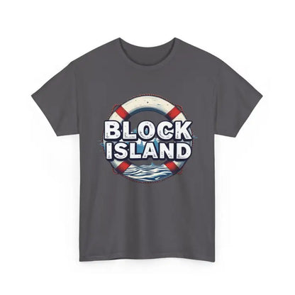 Gray Block Island graphic t-shirt for men and women in a unisex cotton design