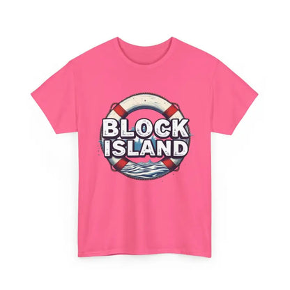 Pink Block Island graphic t-shirt from the Block Island Unisex Cotton Tee collection