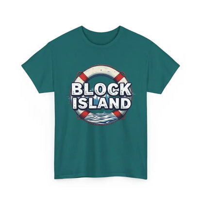 Teal Block Island Unisex Cotton Tee featuring a distinctive design