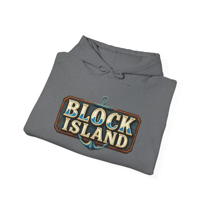 Folded gray hoodie from Block Island Unisex Heavy Blend Graphic Hoodie collection