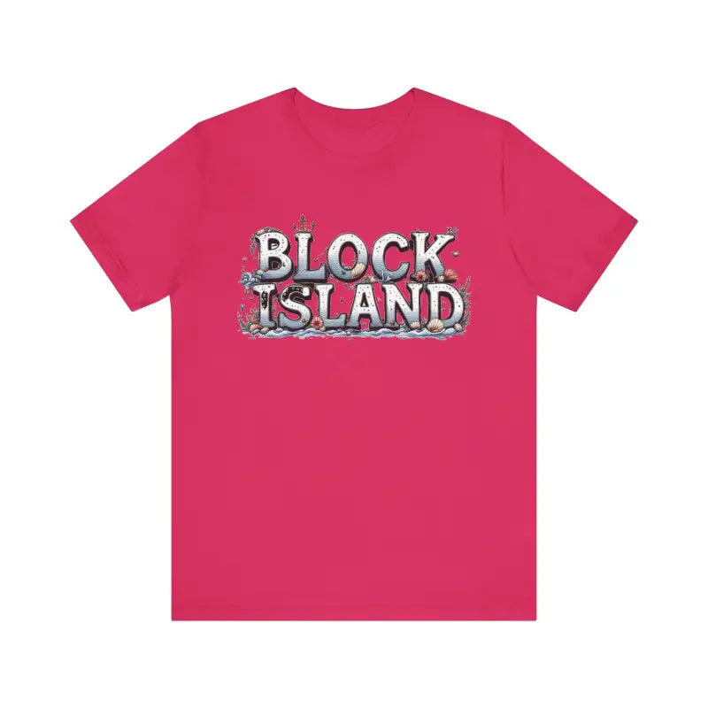 Pink Block Island Unisex Jersey Tee featuring a stylish graphic design