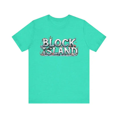 Aqua t-shirt from Block Island Unisex Jersey Tee collection displayed prominently