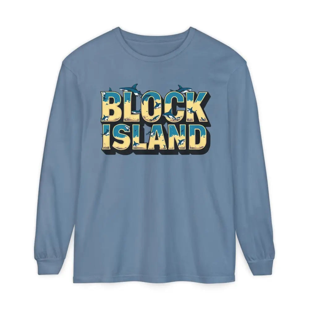 Blue long-sleeved shirt from BLOCK ISLAND Unisex Long Sleeve Tee collection