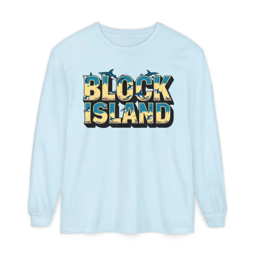 Light blue long-sleeved shirt from BLOCK ISLAND Unisex Long Sleeve Tee collection