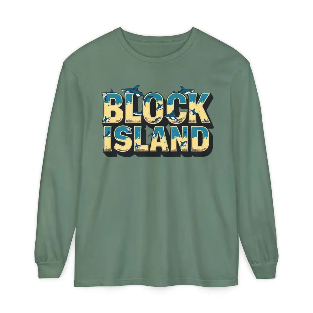 Green long-sleeved shirt from BLOCK ISLAND Unisex Long Sleeve Tee collection