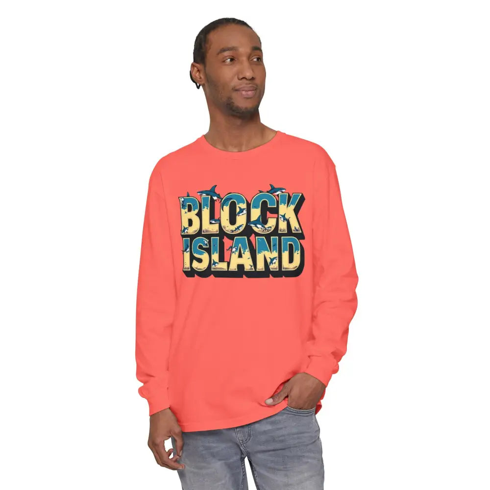 Coral long-sleeved shirt from BLOCK ISLAND Unisex Long Sleeve Tee collection