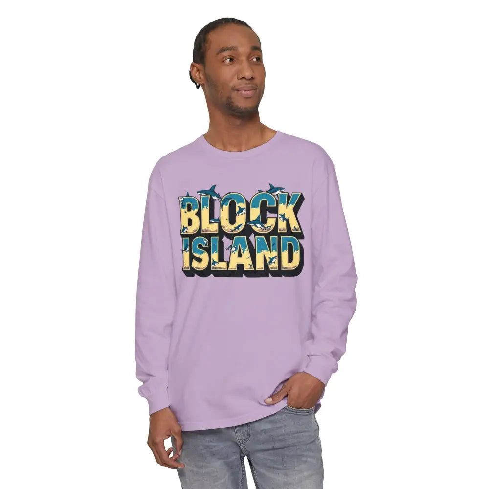 Lavender long-sleeve shirt from BLOCK ISLAND Unisex Long Sleeve Tee collection