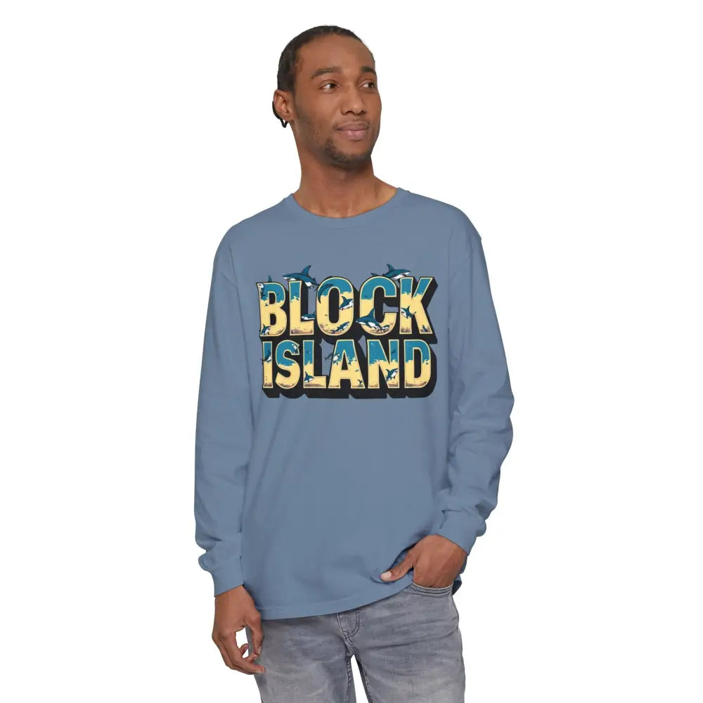 Long-sleeved Block Island graphic tee in BLOCK ISLAND Unisex Long Sleeve Tee design
