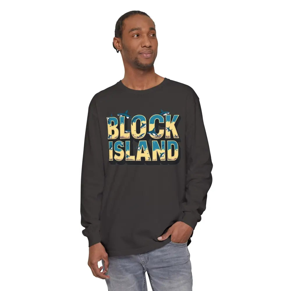 Long-sleeved Block Island graphic tee from the BLOCK ISLAND Unisex Long Sleeve Tee collection