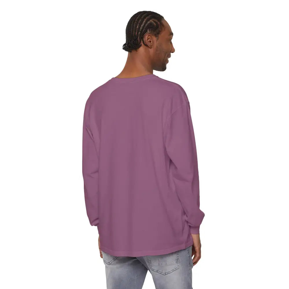 Man wearing BLOCK ISLAND Unisex Long Sleeve Tee in mauve color